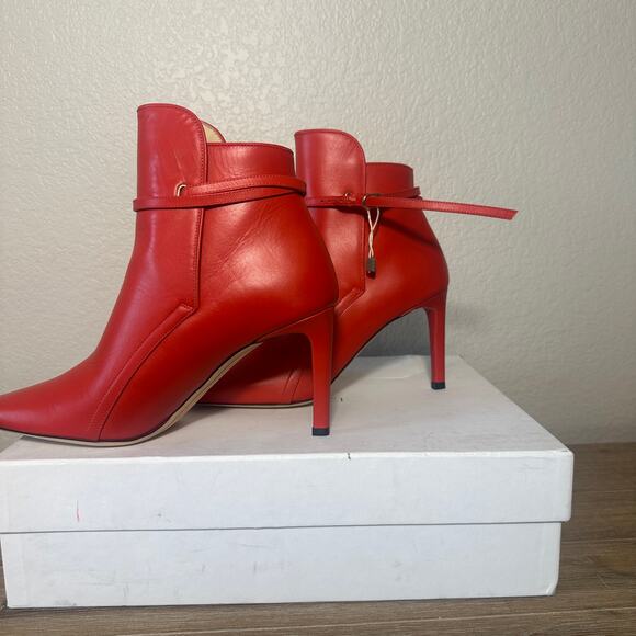 Nina Ricci Red Ankle Boots, Leather, Made in Italy, Holiday, size 40, US 9-9.5 - Picture 3 of 9